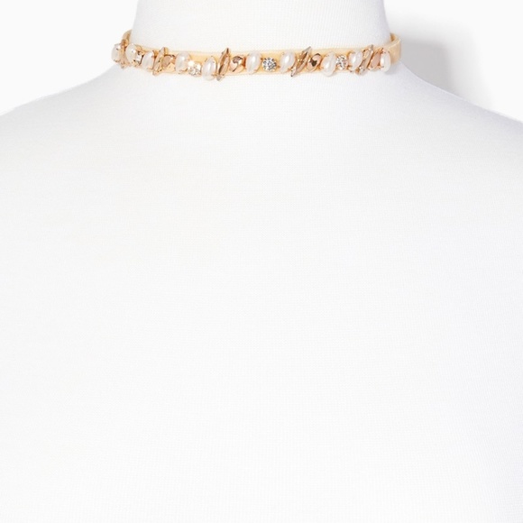 Charming Charlie Jewelry - Dainty Gold Marquise & Pearls Chocker Necklace